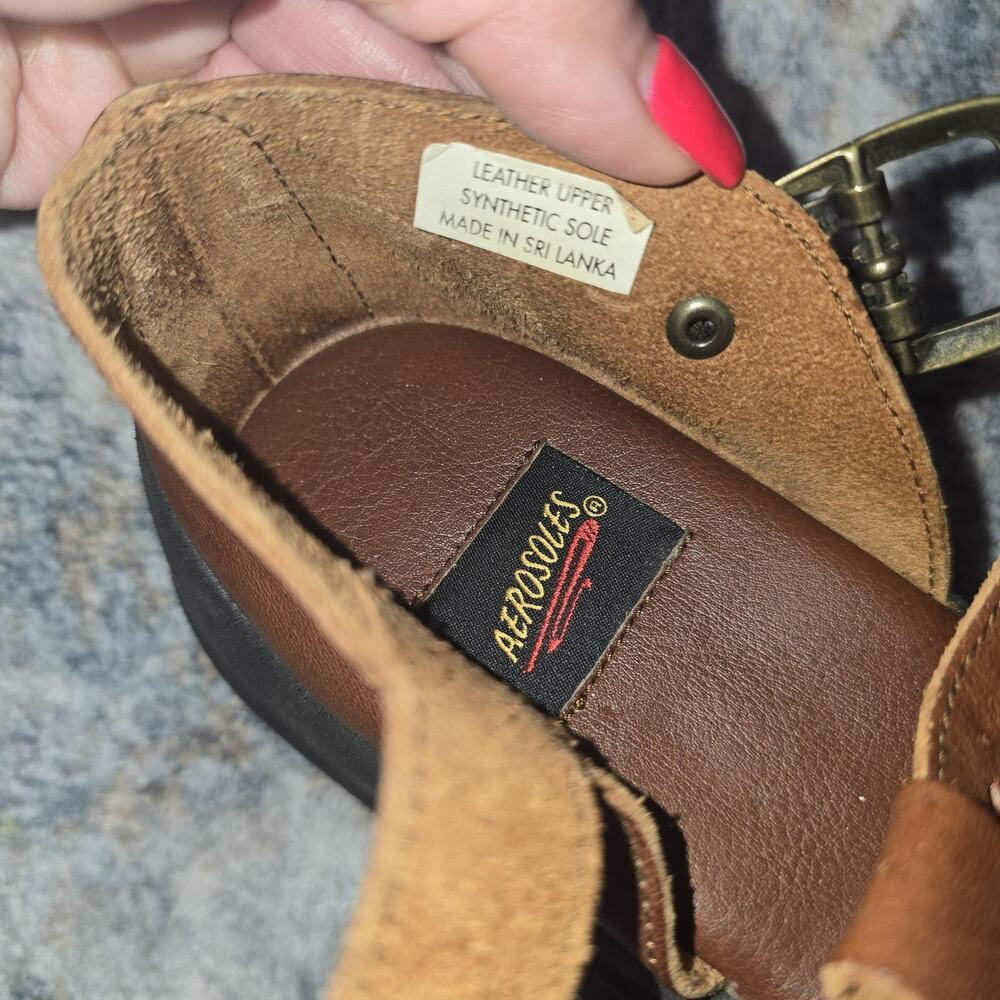 Aerosoles Shoes Womens 7 Brown Leather Fisherman Sandals Buckle Comfort Flat - Picture 7 of 7